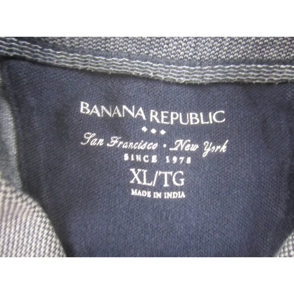 Banana Republic Shirt Mens XL Gray‎ Blue Short Sleeve Casual Collared Cotton